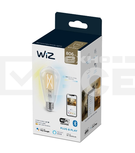 Лампа светодиодная WiZ Wi-Fi BLE60WST64E27927-65CL1PF/6