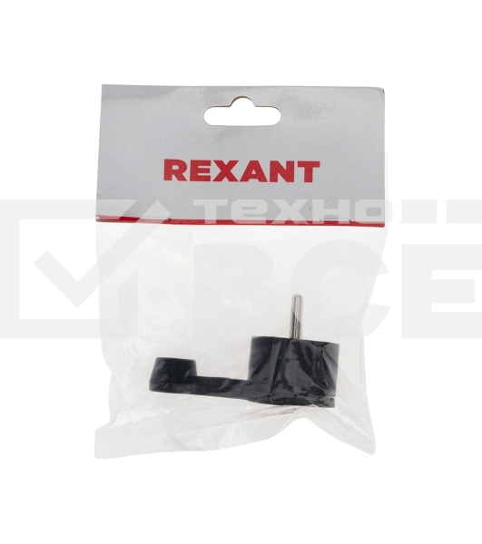 Вилка Евро угловая Rexant с з/к 16 А плоская за шкаф черная
