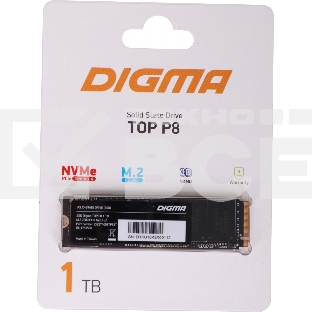 Накопитель SSD Digma Top P8, 1024Gb, PCIe 4.0 x4, M.2 2280, NVMe, R/W 7200/6000