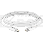 Кабель GCR PREMIUM 1.5m TypeC/Lightning MFI POWER DELIVERY 18 W, быстрая зарядка, белый силикон, AL case белый, белый ПВХ, GCR-53531, фото 1