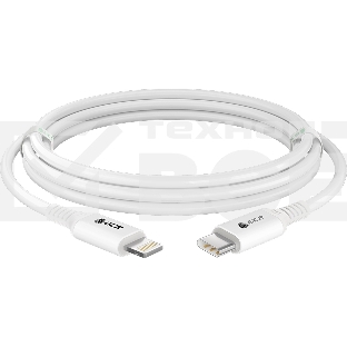 Кабель GCR PREMIUM 1.5m TypeC/Lightning MFI POWER DELIVERY 18 W, быстрая зарядка, белый силикон, AL case белый, белый ПВХ, GCR-53531