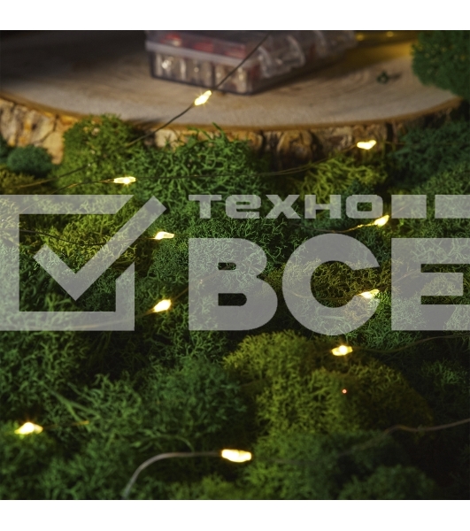 Гирлянда Роса с контроллером 100м, 1000LED, IP20, 230В, зеленый провод, теплое белое свечение