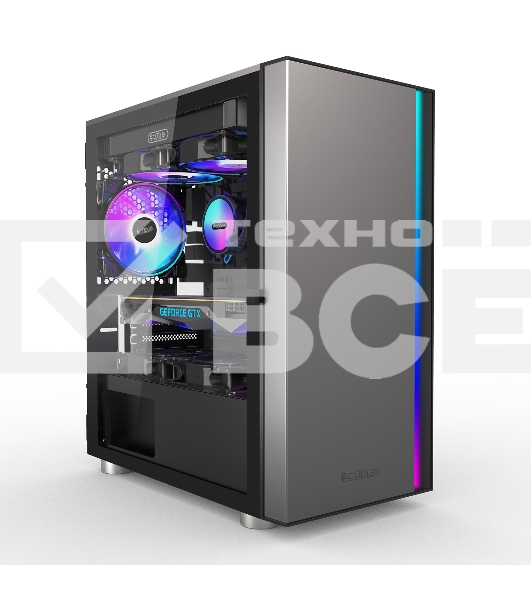 Компьютерный корпус без блока питания PCCOOLER LM300 ARGb BK, Flat Mid Tower, черный, TG, 0.45 SPCC, 1x120мм mATX, mITX 170/330/150мм 2x2.5