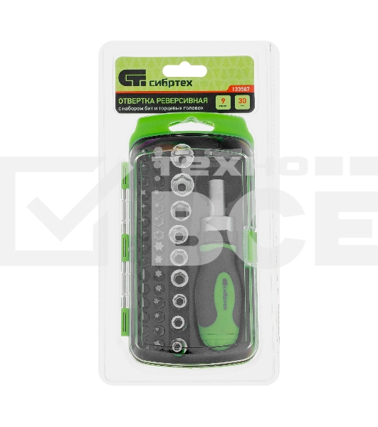 Отвертка Сибртех ревер. + биты, 41 пред., PH+PZ+SL+H+T, CrV, 2к рукоятка