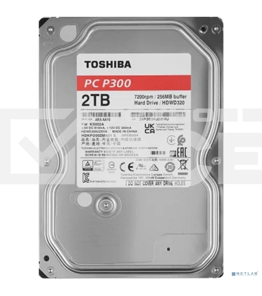Жесткий диск Toshiba Original SATA-III 2Tb HDWD320UZSVA P300 (7200rpm) 128Mb 3.5'