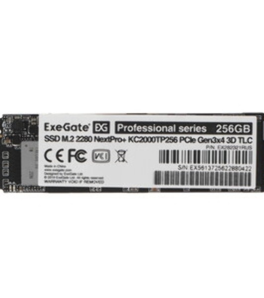 Накопитель SSD ExeGate NextPro+ KC2000TP256, 256Gb, M.2 2280, PCIe 3.0 x4, NVMe, R/W 1500/900
