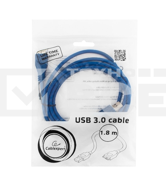 Кабель USB 3.0 для соед. 1.8м А-microB (5 pin) Gembird PRO позол.конт., пакет CCP-mUSB3-AMBM-6