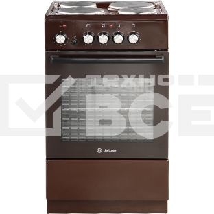 Плита электрическая De Luxe 5004.18э-014 коричневый, конфорок 4 шт, духовка 43 л, 50 см x 85 см x 50 см