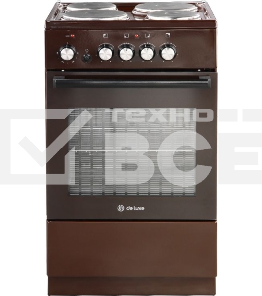 Плита электрическая De Luxe 5004.18э-014 коричневый, конфорок 4 шт, духовка 43 л, 50 см x 85 см x 50 см