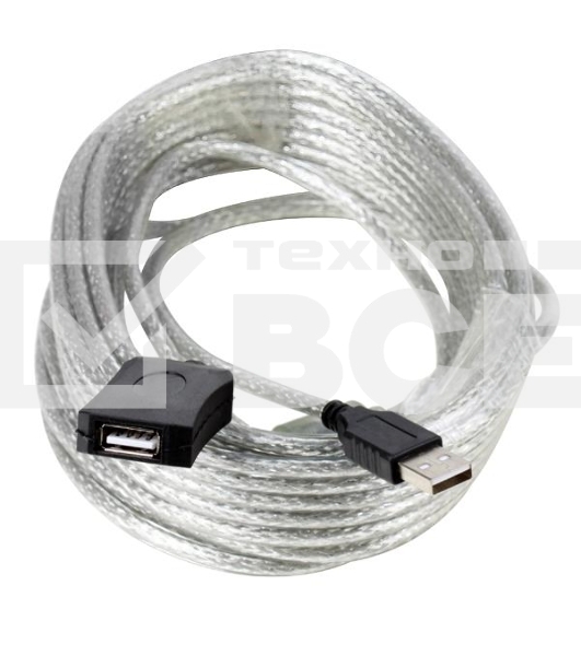 Кабель удлинитель Aopen активный ACU823-15M, USB2.0-repeater AM/AF 15м