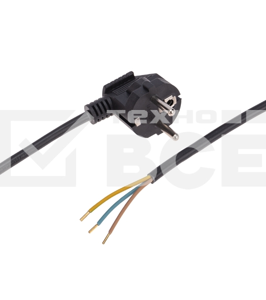 Шнур электрический с вилкой Rexant ПВС 3х0,75 мм², 5м черный