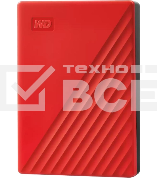 Накопитель Portable HDD 5TB WD My Passport (Red), USB 3.2 Gen1, 107x75x19mm, 210g /12 мес./