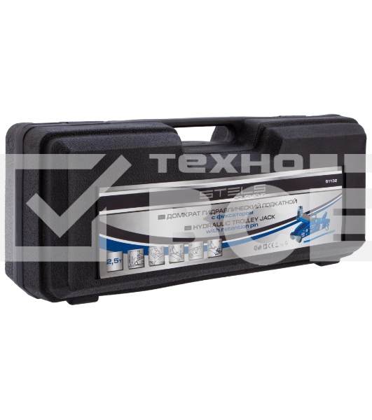Домкрат STELS 51132гидравлический подкатной с фиксатором 2.5 т safety pin 140-385мм в кейсе