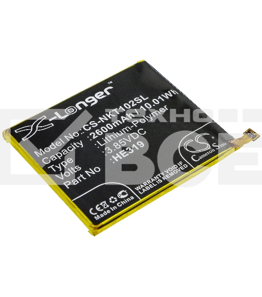 Аккумулятор CameronSinoCS-NKT102SL HE319 HE330 для Nokia 3, TA-1020, TA-1028, TA-1032 3.85V / 2600mAh / 10.01W