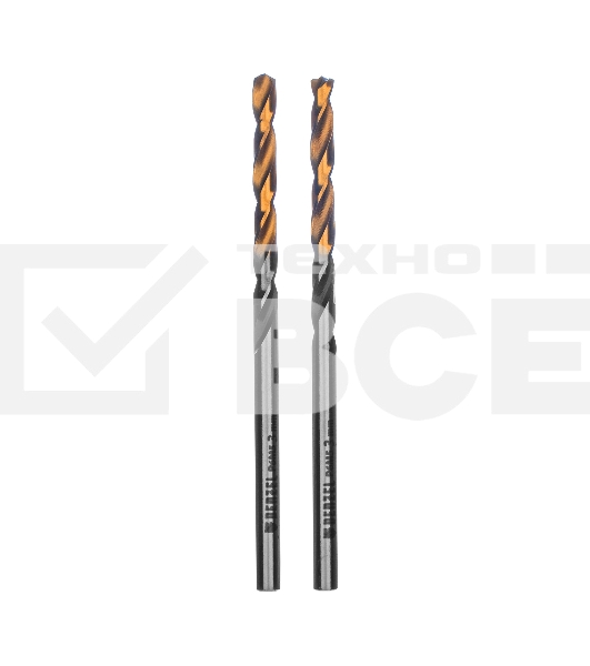 Сверло спиральное по металлу 3 x 61мм, Р6М5, Golden Tip, многогранная заточка, 2шт. Denzel