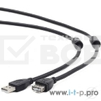 Кабель Cablexpert USB2.0 Pro CCF2-USB2-AMAF-6, AM/AF, 1.8м, экран, 2феррит.кольца, черный, пакет, фото2