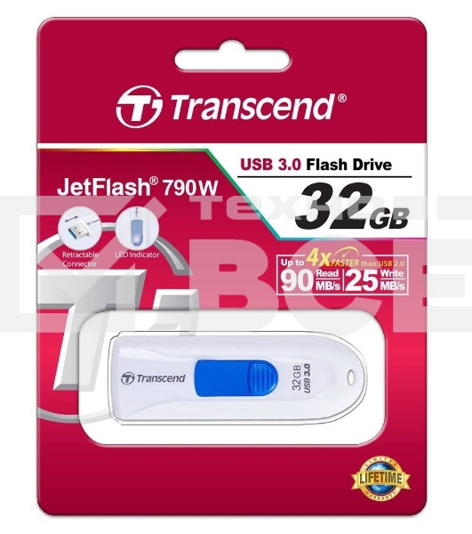Флеш диск Transcend USB Drive 32Gb JetFlash 790 TS32GJF790W {USB 3.0}
