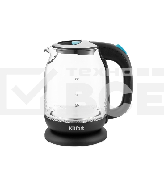 Чайник электрический Kitfort КТ-654-1 1.7л. 2200Вт голубой (корпус: стекло)