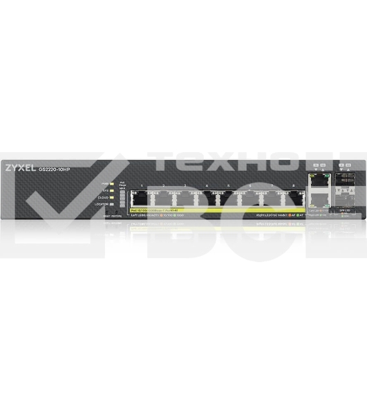 Коммутатор Zyxel NebulaFlex Pro GS2220-10HP-EU0101F 10G 8PoE+ 180W управляемый