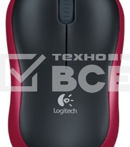 Мышь беспроводная Logitech M185, красный, 1000 dpi, радиоканал, USB, кнопки - 3