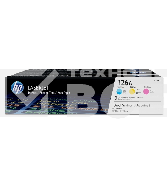 Картридж лазерный комплект HP CF341A голубой/пурпурный/желтый для LJ CP1025 3 х 1000 стр