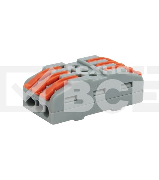 Клемма СМК Rexant 222-423 проходная 3 полюса (0,08-4 мм²), серая (5 шт./уп.)