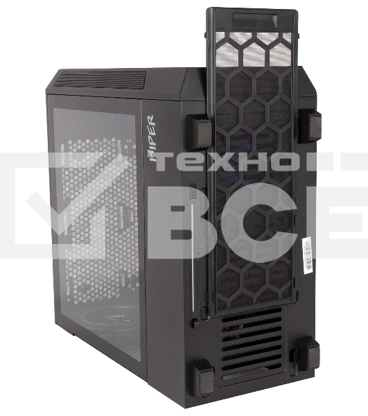 Компьютерный корпус Hiper PB81 черный без БП ATX 3x120мм 2xUSB2.0 2xUSB3.0 audio bott PSU