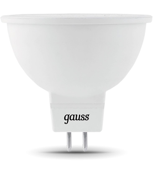 Лампа светодиодная Gauss черный 5Вт цок.: GU5.3 рефлектор 220B 4100K св. свеч. белый ней. MR16 (упак.: 10 шт)
