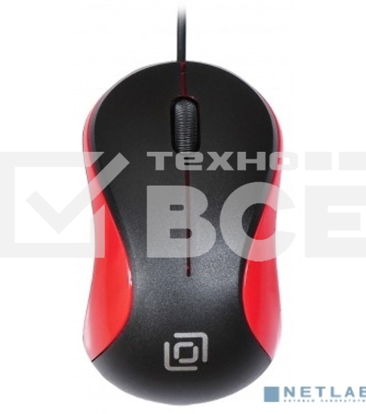 Мышь проводная Oklick 115S черный/красный, 1200 dpi, USB, кнопки - 3