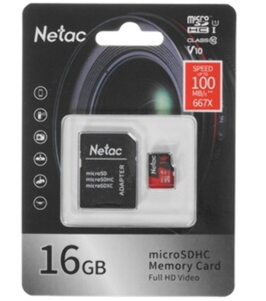 Флеш карта Netac MicroSD P500 Extreme Pro 16Gb, Retail version card only