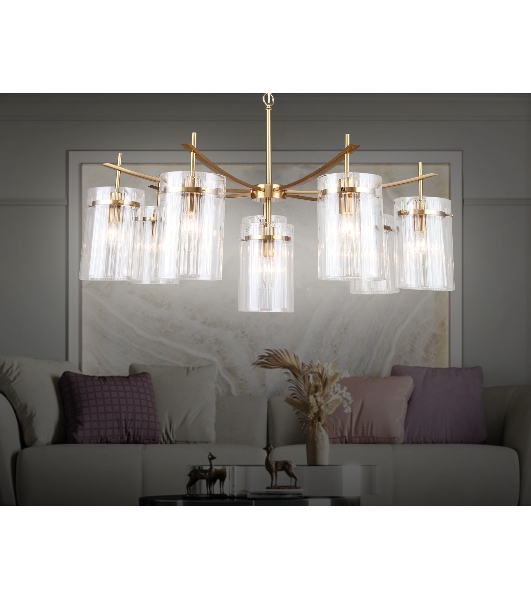 Люстра Ambrella light LH56033/7+1 BS/CL латунь/прозрачный E14*8 max 40W D790*1200