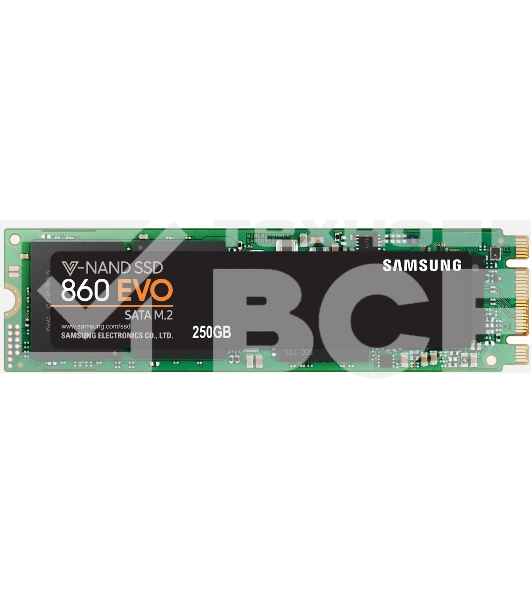 Накопитель SSD Samsung 860 EVO, 250Gb, SATA III, M.2 2280, R/W 550/520
