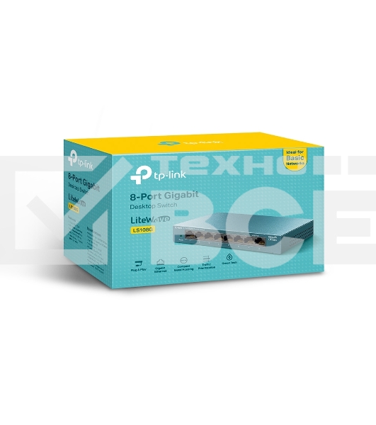 Коммутатор TP-Link LS108G 8-портовый 10/100/1000 Мбит/с настольный коммутатор SMB