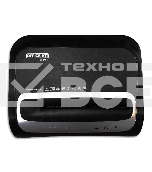 Шредер Office Kit S218 (1,9x13) черный (секр.P-5)/фрагменты/22лист./30лтр./скрепки/скобы/пл.карты/CD