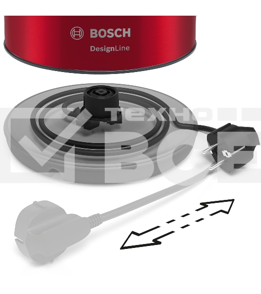 Чайник электрический Bosch TWK3P424 1.7л. 2400Вт красный (корпус: нержавеющая сталь)