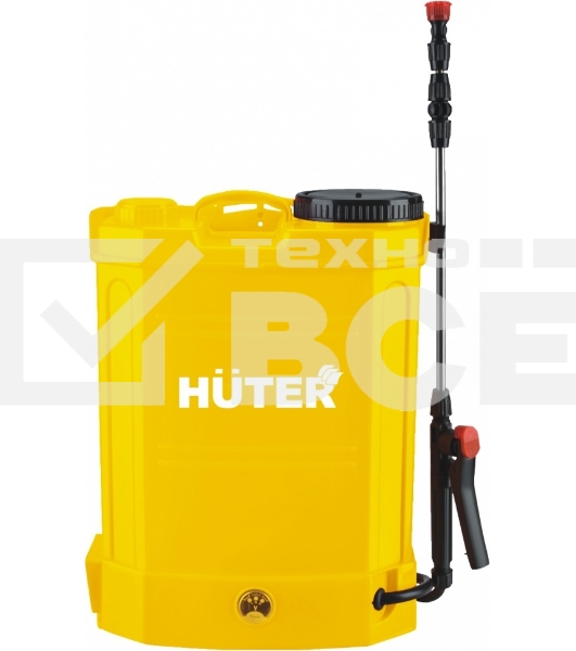 Опрыскиватель аккумуляторный Huter SP-12AC, аккумуляторный, ранцевый, 12л, желтый/черный