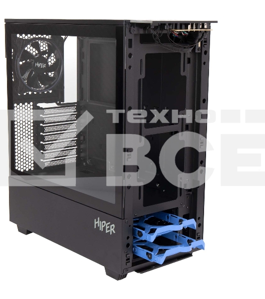 Компьютерный корпус Hiper PB81 черный без БП ATX 3x120мм 2xUSB2.0 2xUSB3.0 audio bott PSU