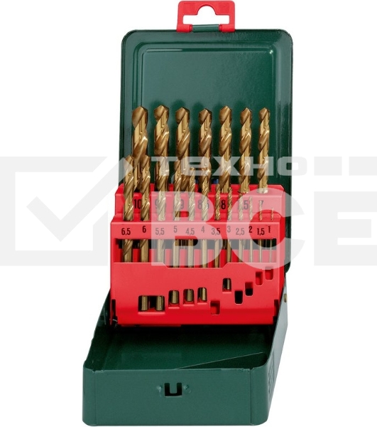 Буры,сверла,долото Metabo 627156000 Набор HSS-TiN 19 свёрел (1-10мм) в мет.кор.