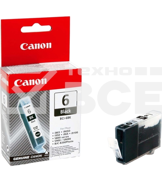 Картридж струйный BCI-6Bk (4705A002) для Canon S800 series/S900/S9000/BJC-8200Photo/i950, Черный(Black), 270 стр.