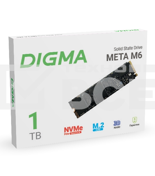 Накопитель SSD Digma Meta M6 DGSM4001TM63T, 1Tb, PCIe 4.0 x4, M.2 2280, NVMe, R/W 7400/6600
