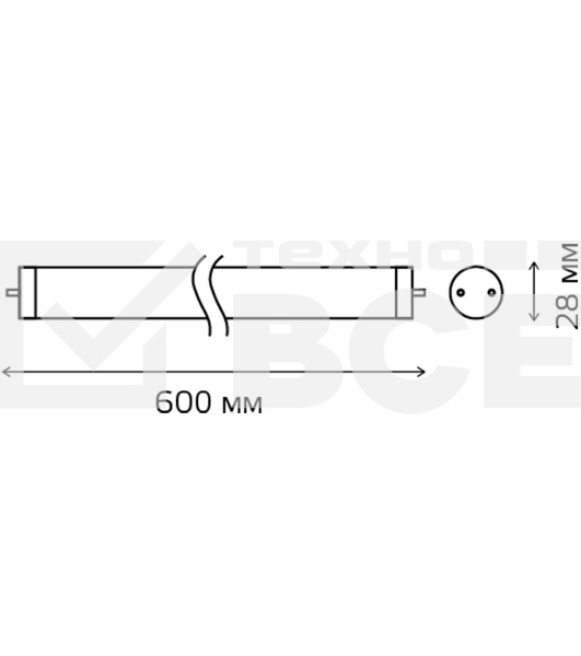 Светодиодная лампа GAUSS 93020 LED Elementary T8 Glass 600mm G13 10W 780lm 4000K 1/30 0