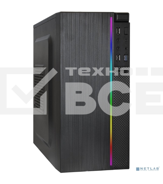 Компьютерный корпус Minitower ExeGate mEVO-9302-RGB-700W-12 (mATX, БП 700NPX с вент. 12см, 2*USB+1*USB3.0, HD аудио, черный с RGB подсветкой)