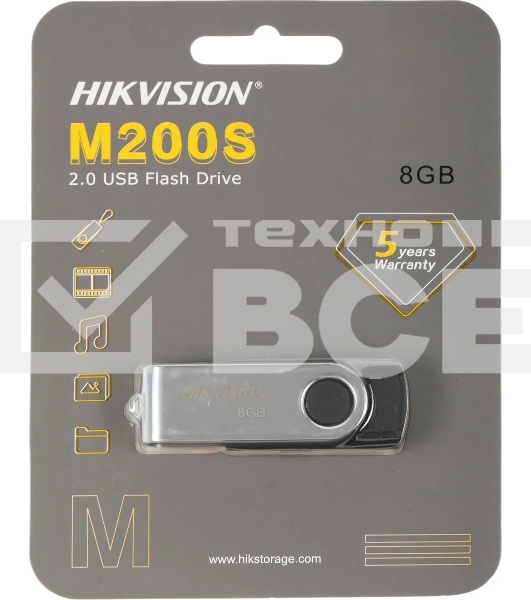 Флеш диск HS-USB-M200S/8GUSB 2.0 8GB Hikvision Flash USB Drive (ЮСБ брелок для переноса данных) [HS-USB-M200S/8G]