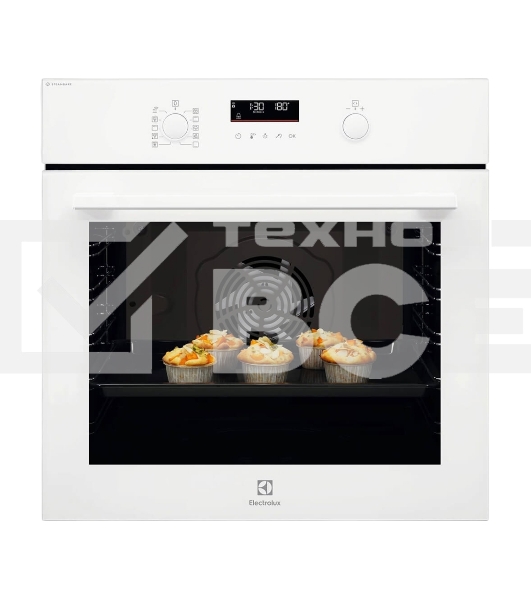 Духовой шкаф электрический Electrolux EOD6F77WV с конвекцией, приготовление на пару, объем 72 л, утапливаемые переключатели, 9 режимов,очистка каталитическая, 3 стекла в дверце, направляющие проволочные + телескопические (1 уровень), термощуп