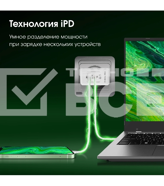 Сетевое зарядное устройство Digma Pro DPW4A 45W 3A (PD+QC) USB-C/USB-A универсальное белый (DPW4A5GX11WH)