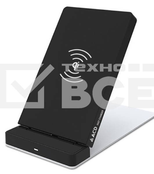 Беспроводное зарядное устройство ACD-W102Q-F1B 10Вт, беспроводная Qi, 2-катушки с QC, 5В/2А ~ 9В/1,8А RTL