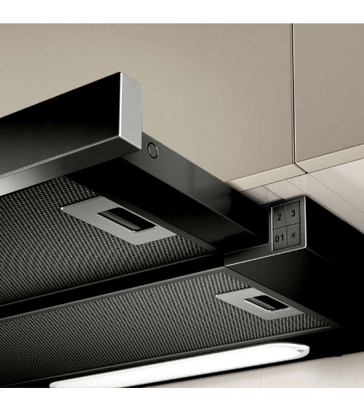 Встраиваемая вытяжка Elica ELITE 14 LUX BL/A/60 / 60 см, 650 куб.м., кнопочное управление, серый+черное стекло