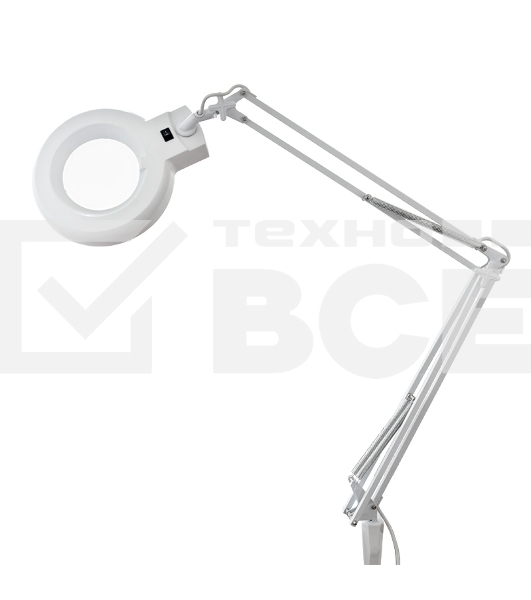Лупа на струбцине Rexant, круглая, 5D, с подсветкой, белая 31-0011