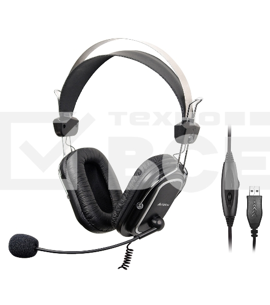 Наушники с микрофоном A4Tech HU-50 черный 2м накладные USB оголовье