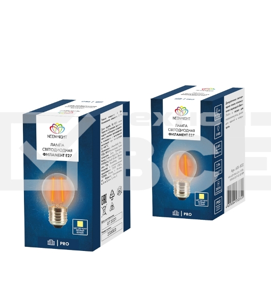 Ретро-лампа Filament G45 E27, 2W, 230 В, теплый белый 3000 K